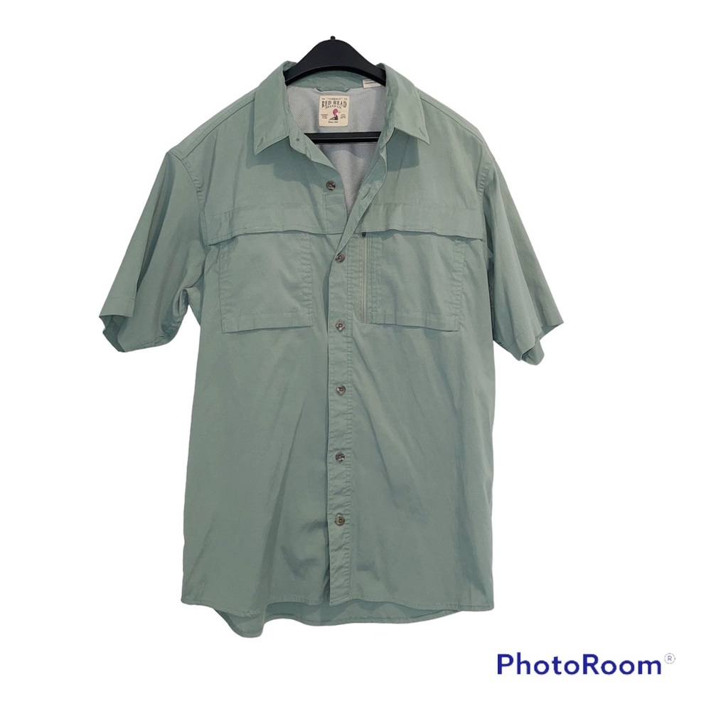 RedHead Vented Green Button-Down Short-Sleeve Shirt